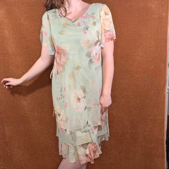 Vintage JBS Ltd. Flutter Sleeve Lightweight Garden Summer Sundress, size XL. - Picture 3 of 5